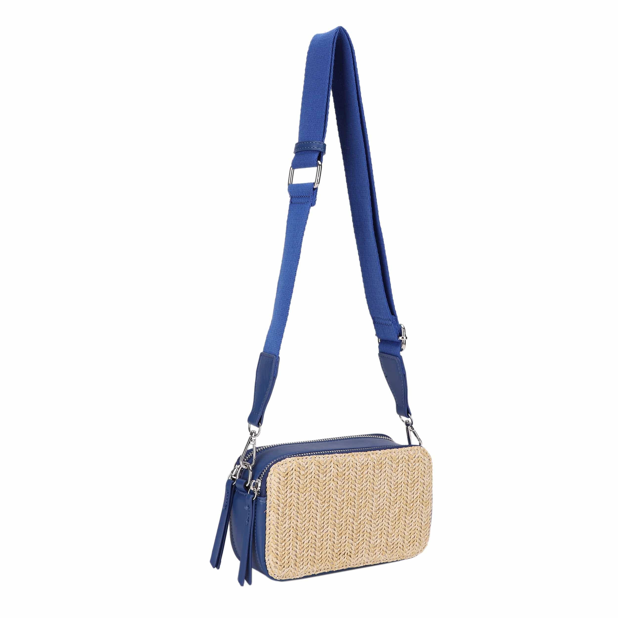Jeena Two Tone Straw Crossbody Bag