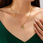Cluster Christmas Tree and Heart Charm Necklace