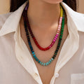 Gemstone-Inspired Long Multicolor Bead Necklace