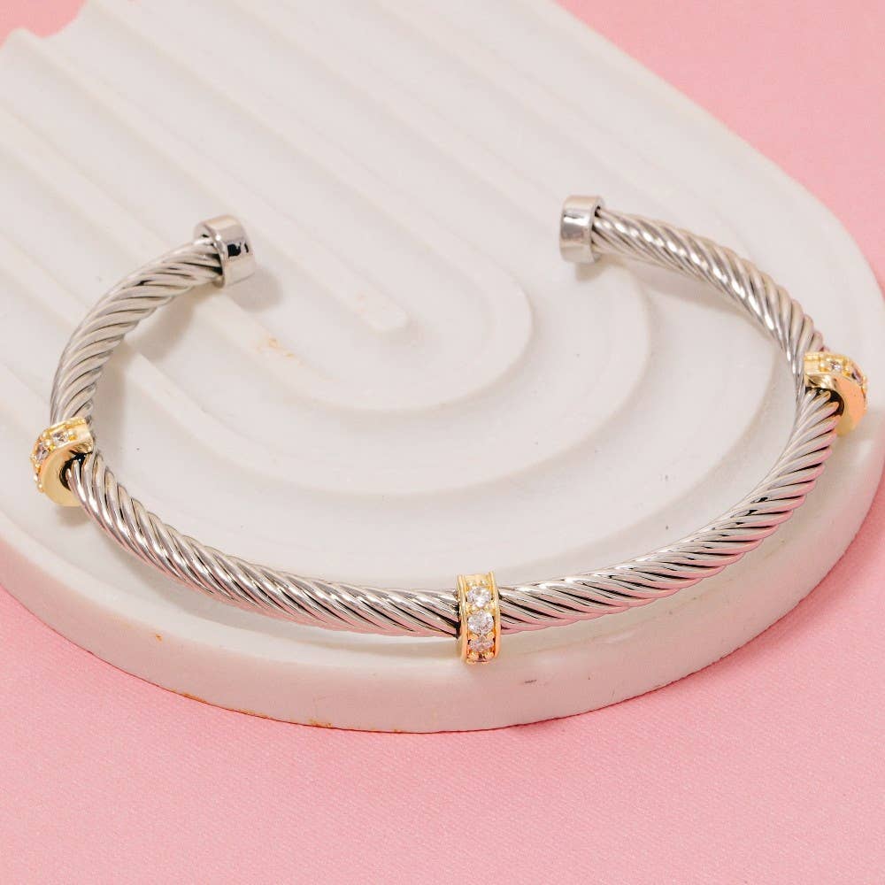 Two Tone Rope Cuff Bracelet