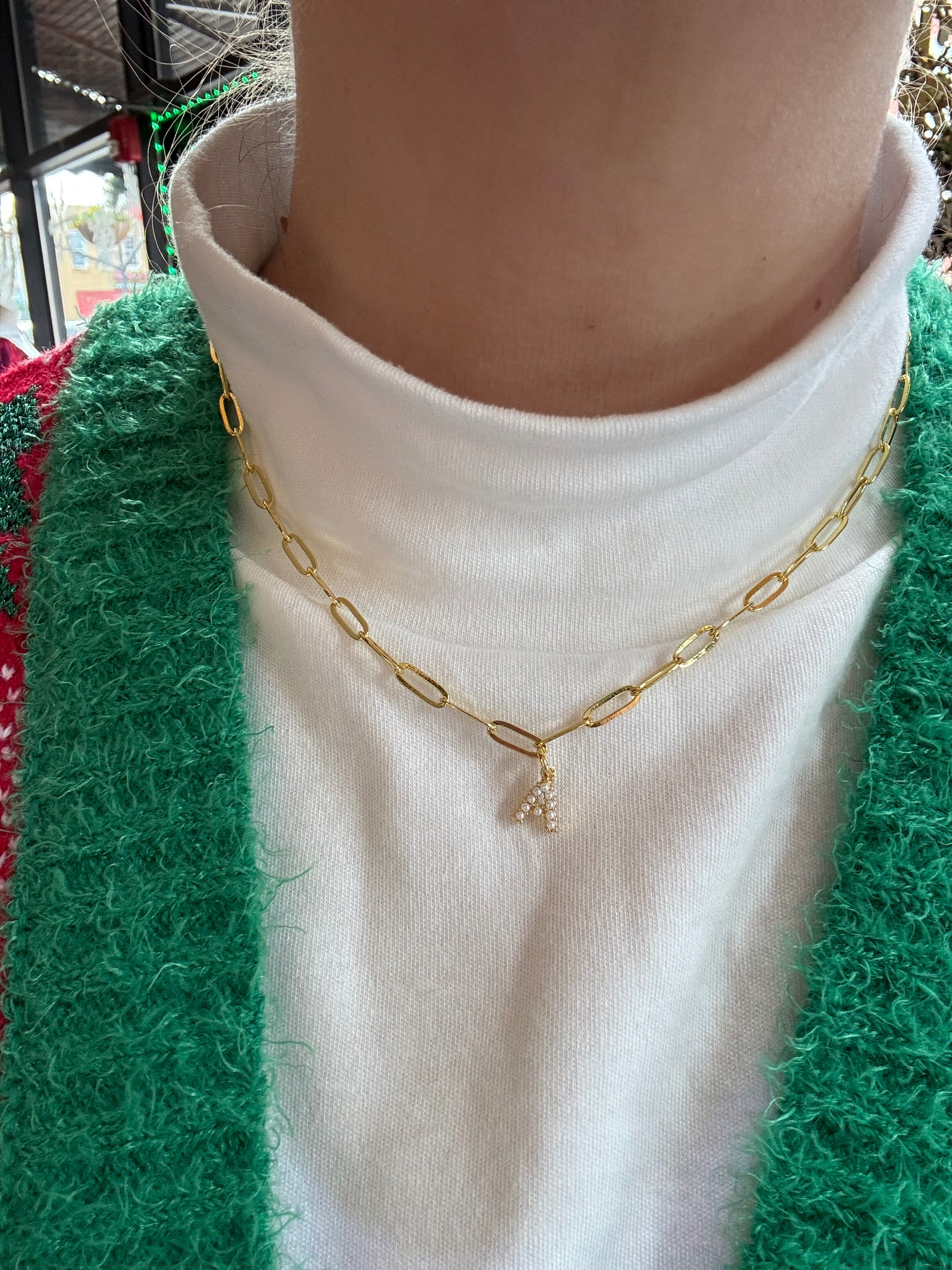 Mini Pearl Initial Necklace