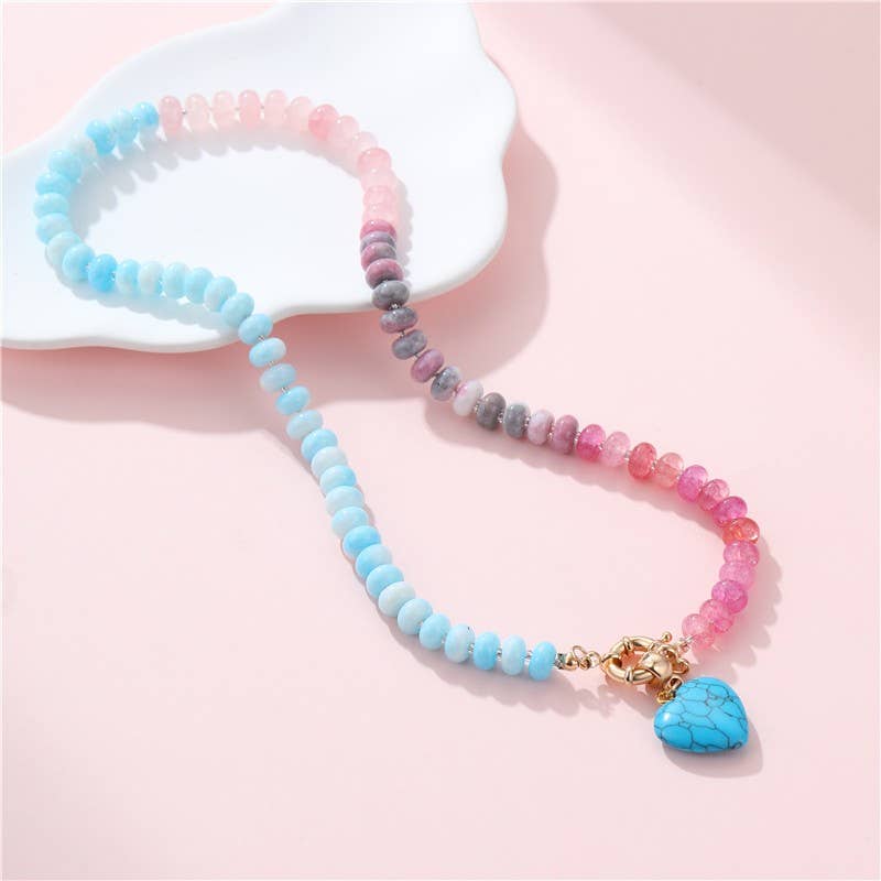 Natural Stone & Glass Bead Necklace