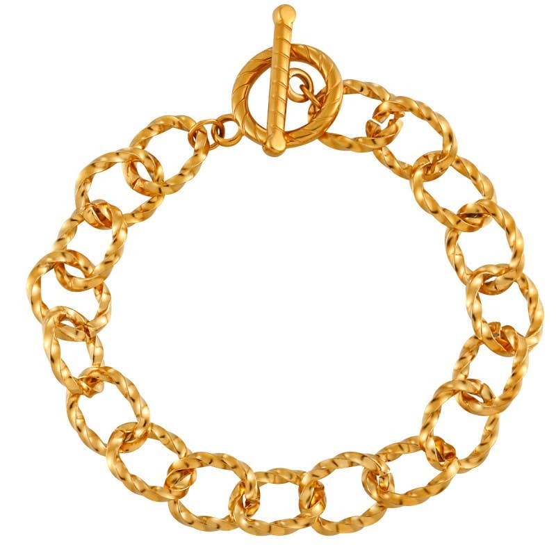 Gold Chain Bracelet with Toggle