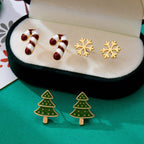 Holiday Candy Cane Snowflake Tree Trio Earrings
