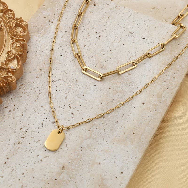 Layered Necklace with Charm