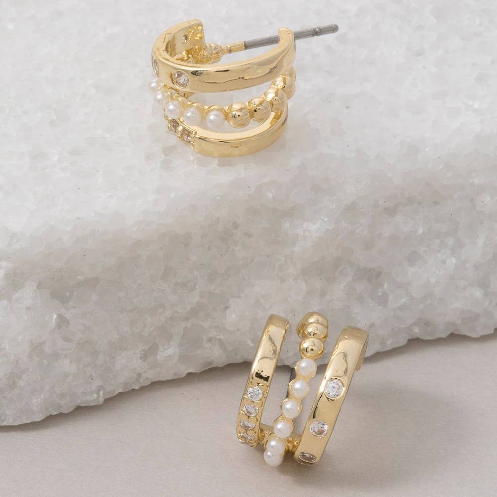 Mini Pearl Bead Hoop Earrings