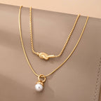 Layer Knot & Acorn Pendant Duo Drop Necklace