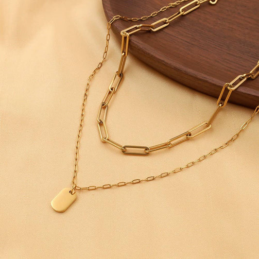 Layered Necklace with Charm