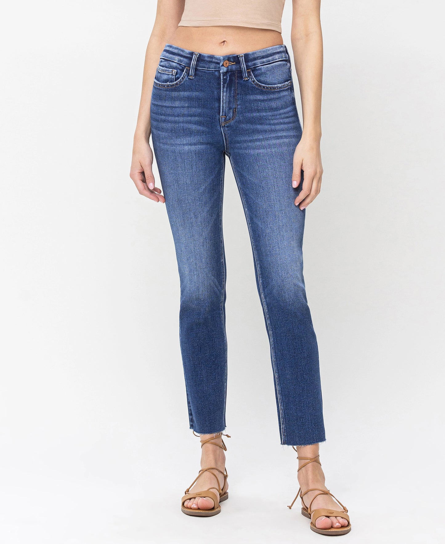 Jeanne High Rise Medium Wash Straight Jeans - Vervet