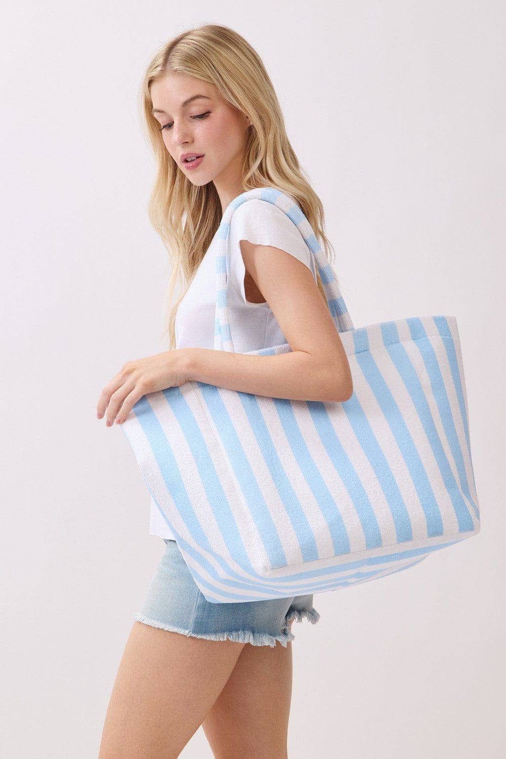 Striped Terry Beach Tote Bag