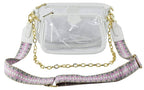 Clear Double Zip Crossbody Bag With Guitar/Chain Strap
