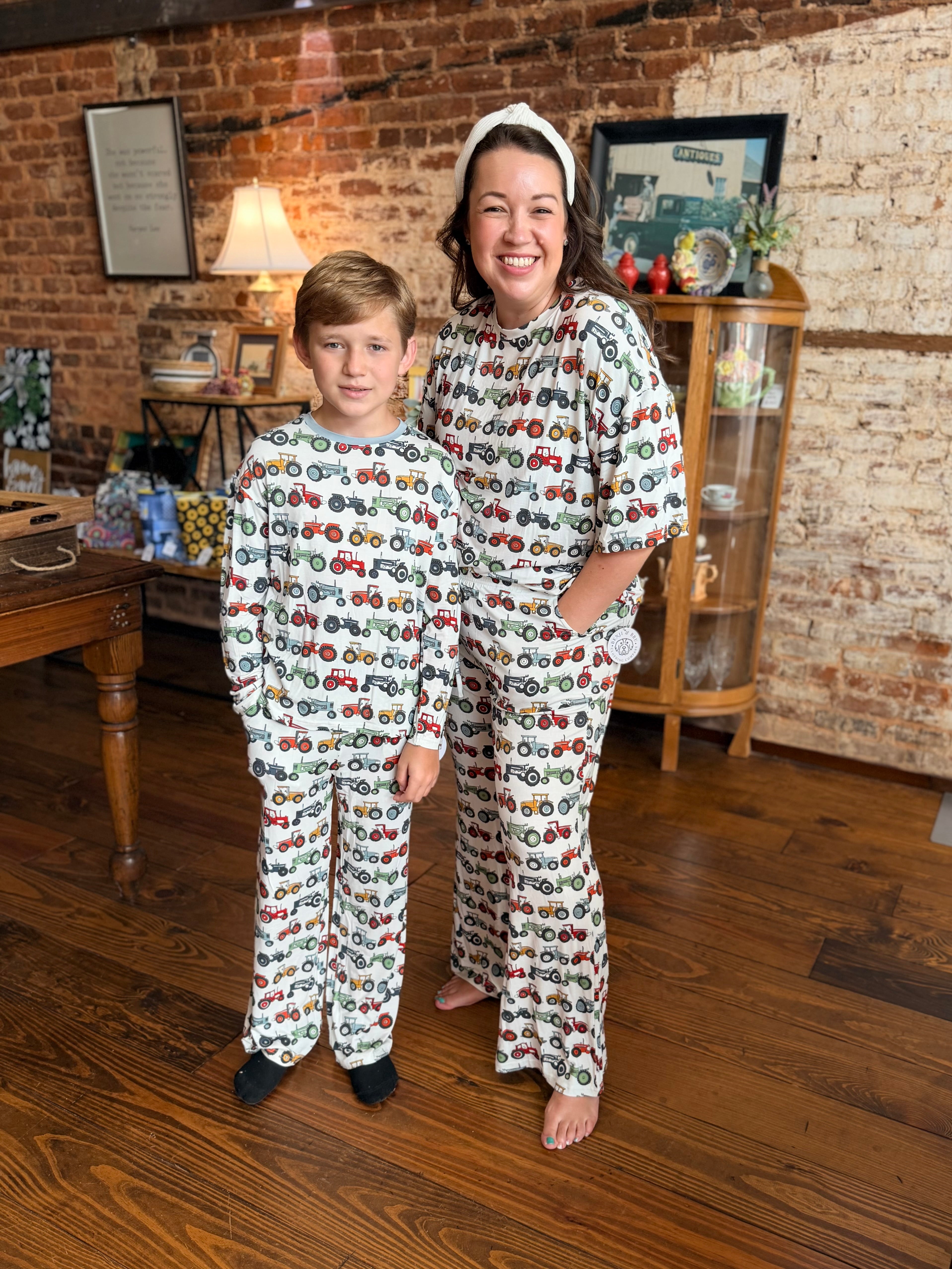 Vintage Tractors Bamboo Pajamas Set - Youth