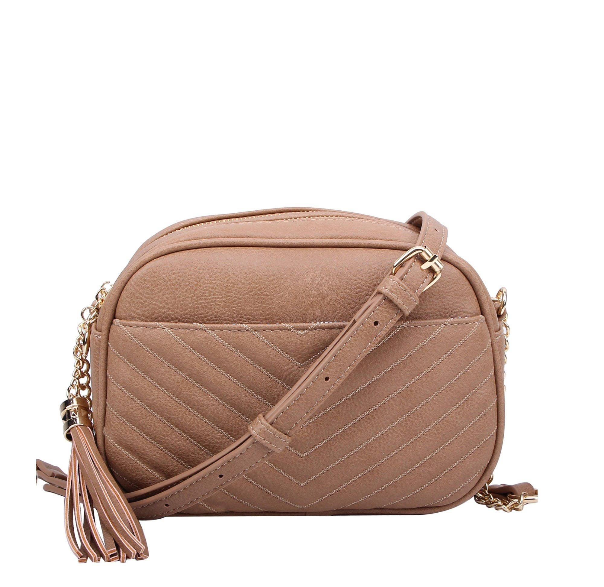 Lindsay Double Zip Chevron Crossbody Bag