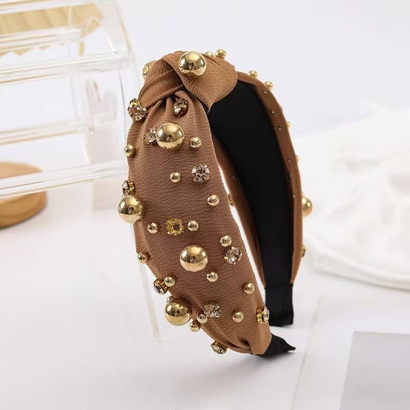 Gold Ball & Rhinestone Knot Headband