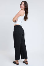 Cropped High-Rise Wide Leg Trouser Pants