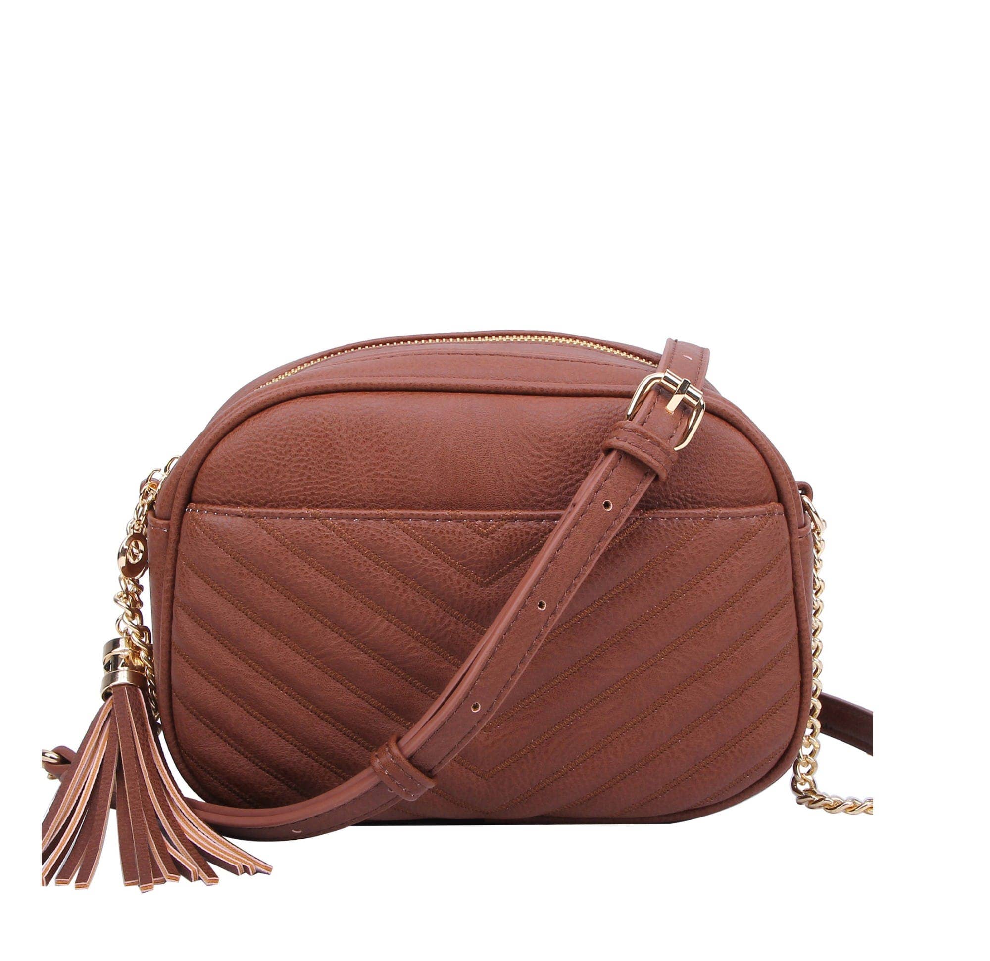 Lindsay Double Zip Chevron Crossbody Bag