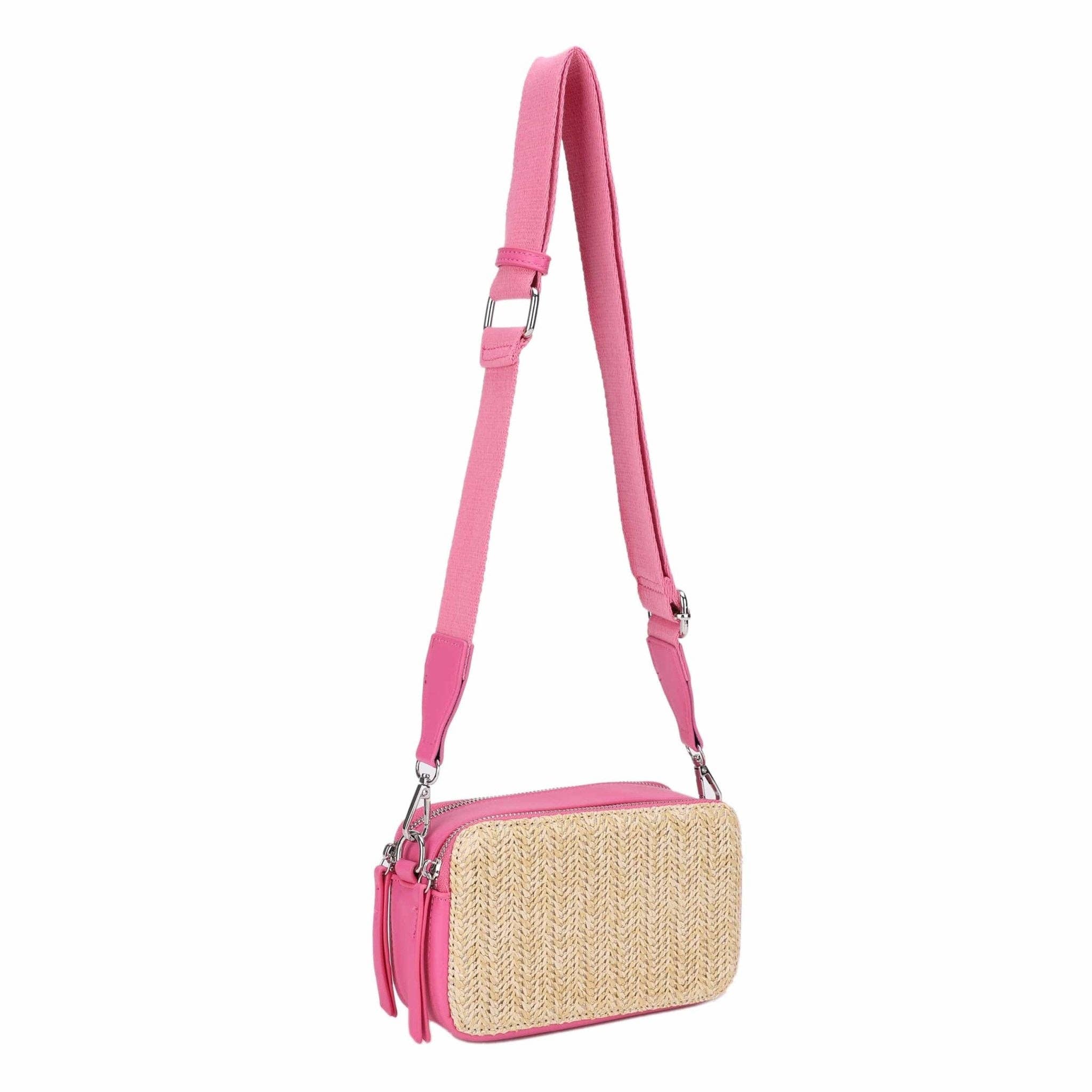 Jeena Two Tone Straw Crossbody Bag