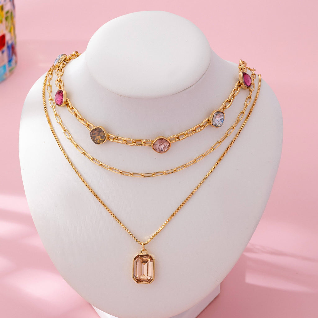 Stone Layered Chain Necklace