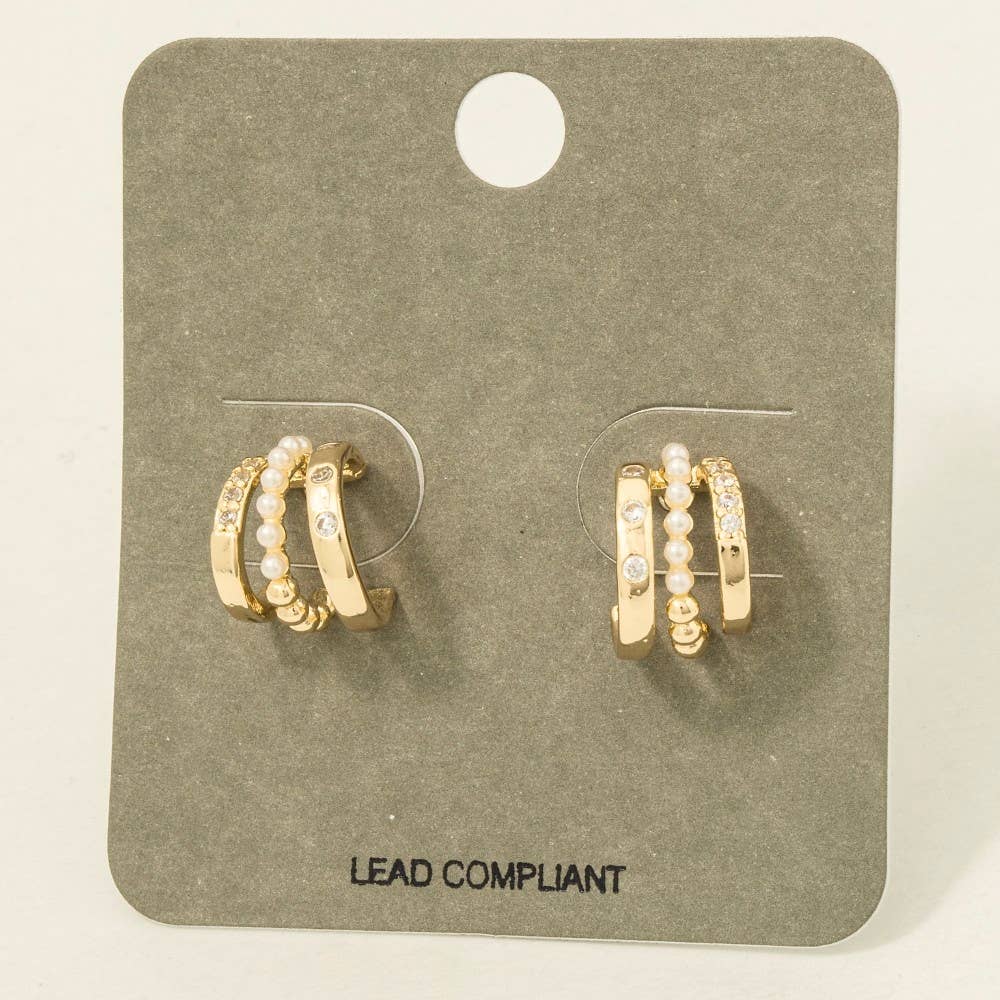 Mini Pearl Bead Hoop Earrings