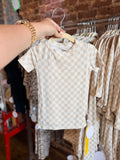 Cream Checkered Bamboo Pajamas Set - Toddler