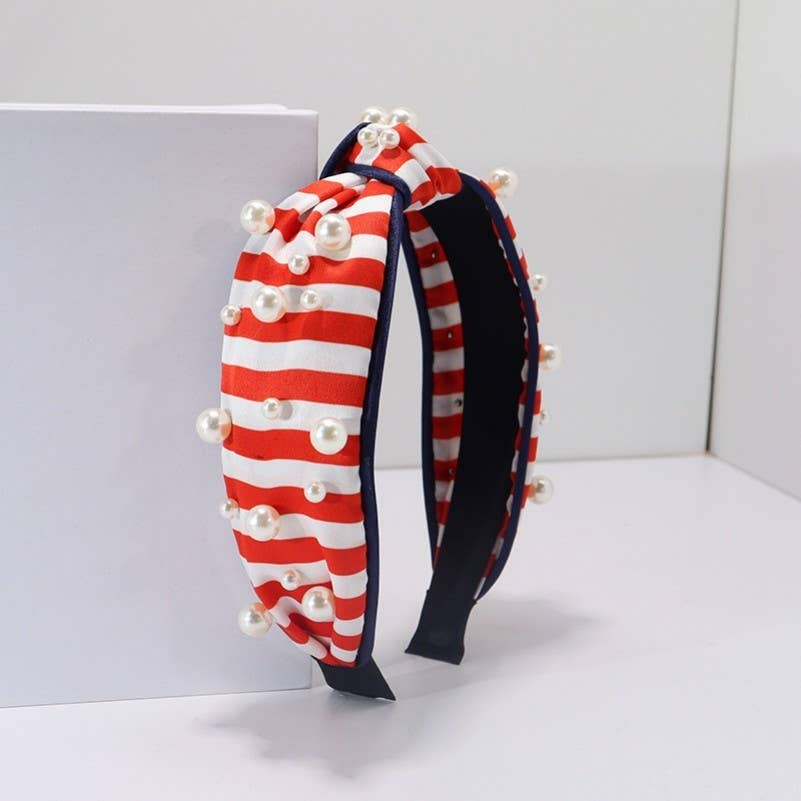 Stripes & Pearls Headband