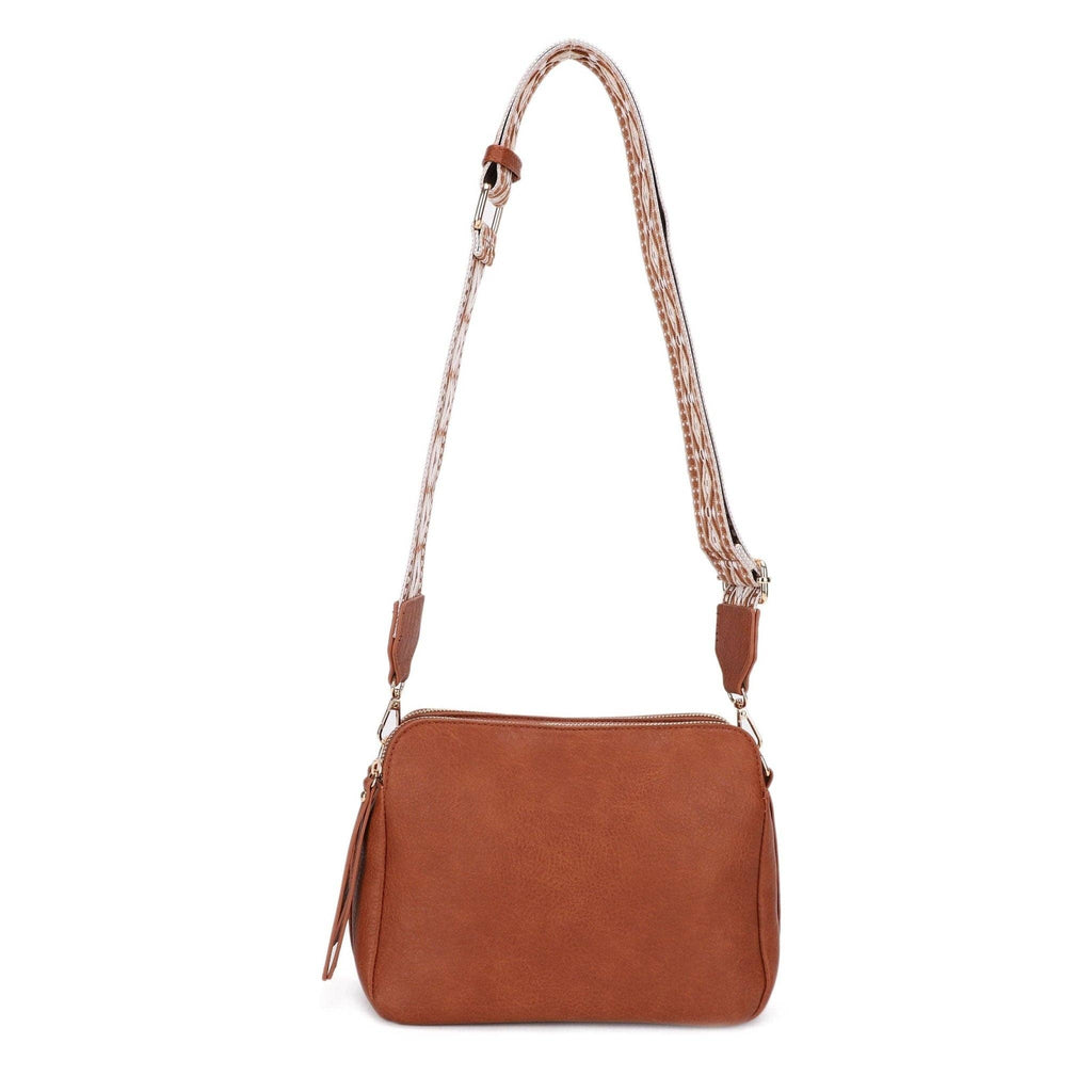 Mila 3 Compartment Crossbody Bag With Guitar Strap