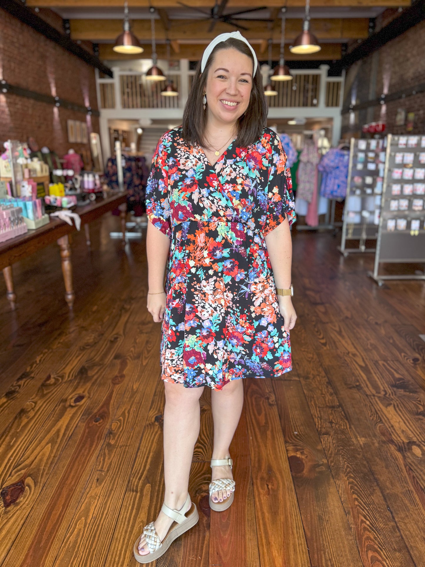 Floral Faux Wrap Dress