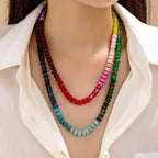 Gemstone-Inspired Long Multicolor Bead Necklace