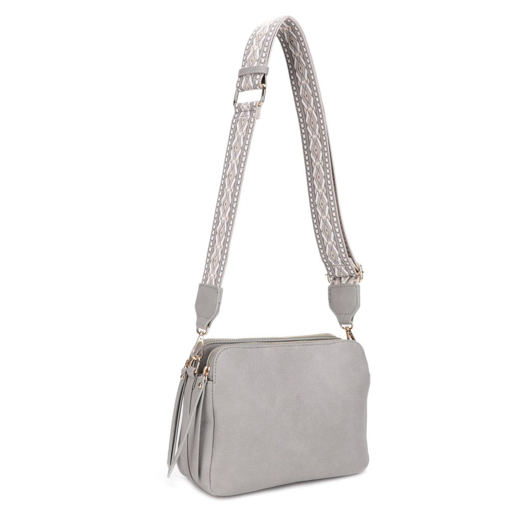 Mila 3 Compartment Crossbody Bag With Guitar Strap