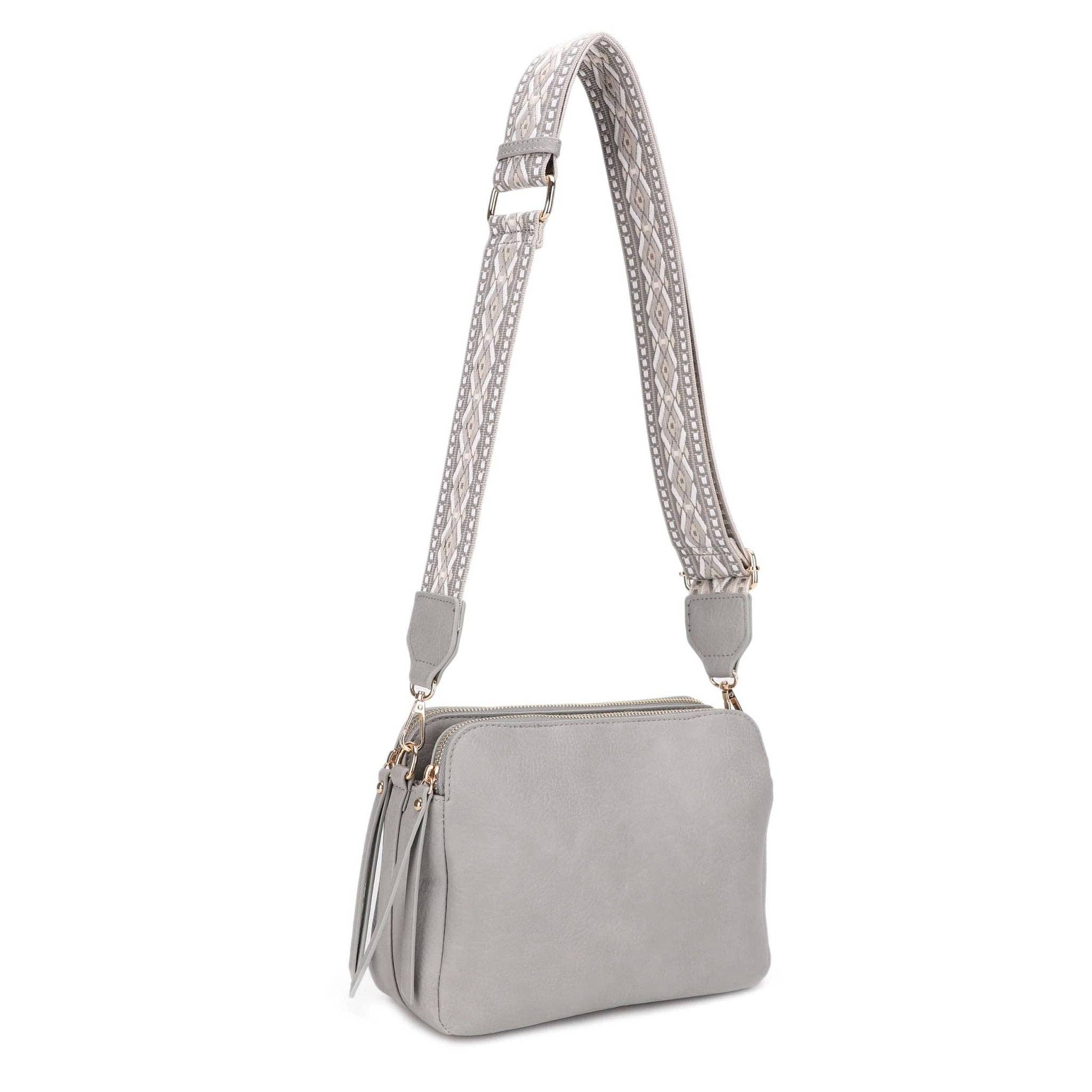 Mila 3 Compartment Crossbody Bag With Guitar Strap