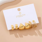Vintage Gold Shell & Hoop Trio Earrings