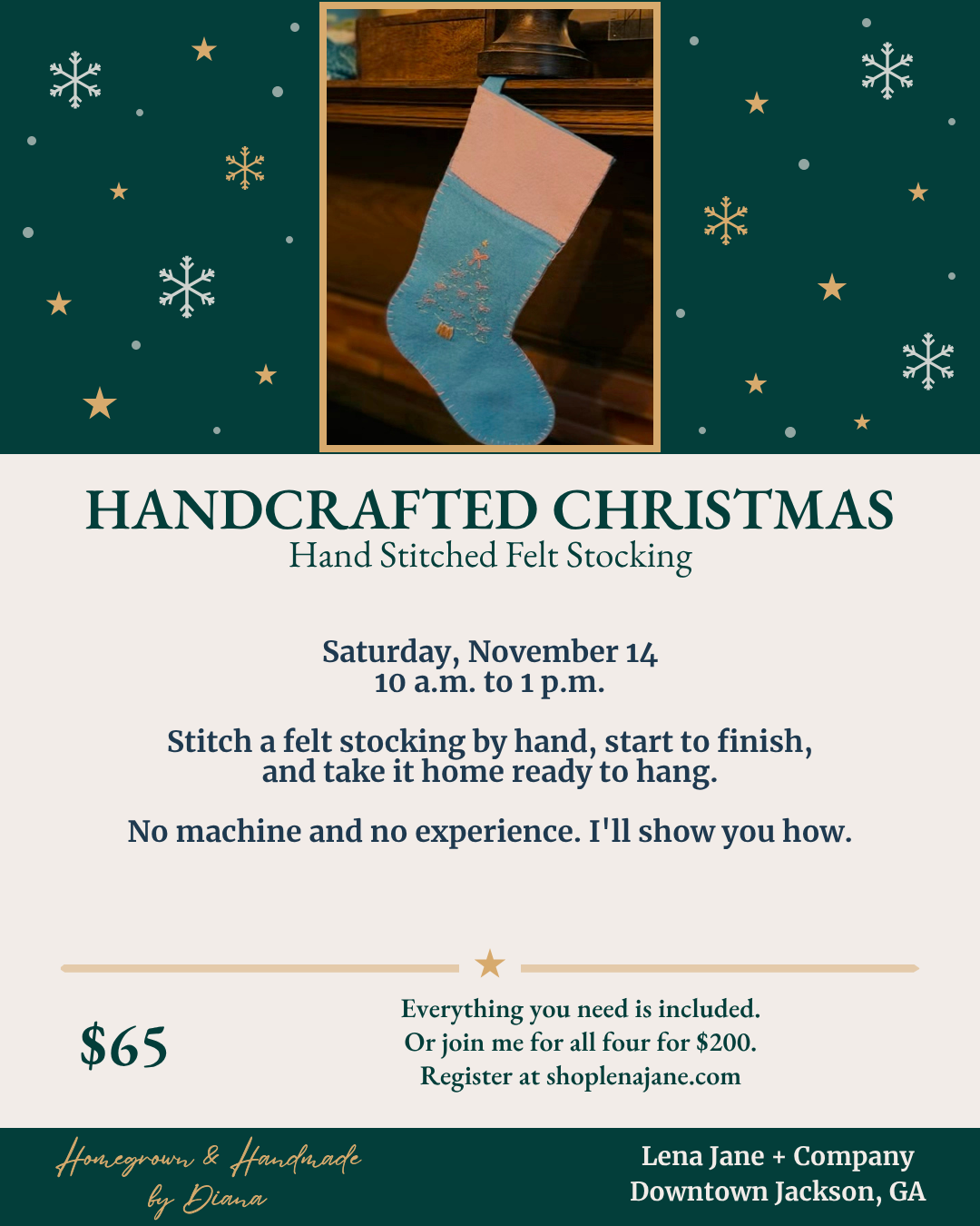 Handcrafted Christmas: Hand Stitched Felt Stocking Class