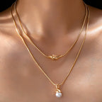 Layer Knot & Acorn Pendant Duo Drop Necklace