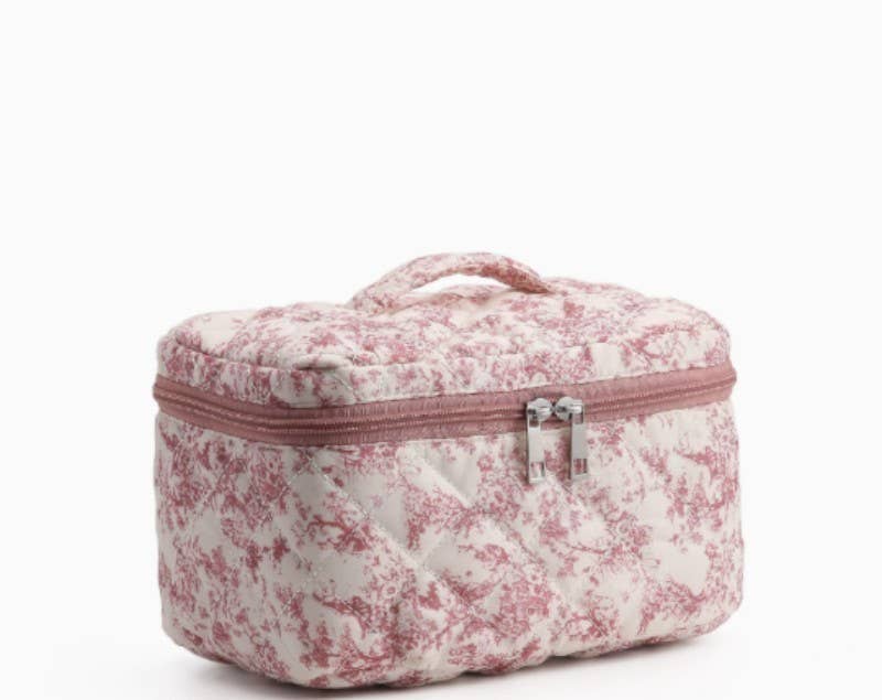 Quilted Cosmetic Bag with Handle