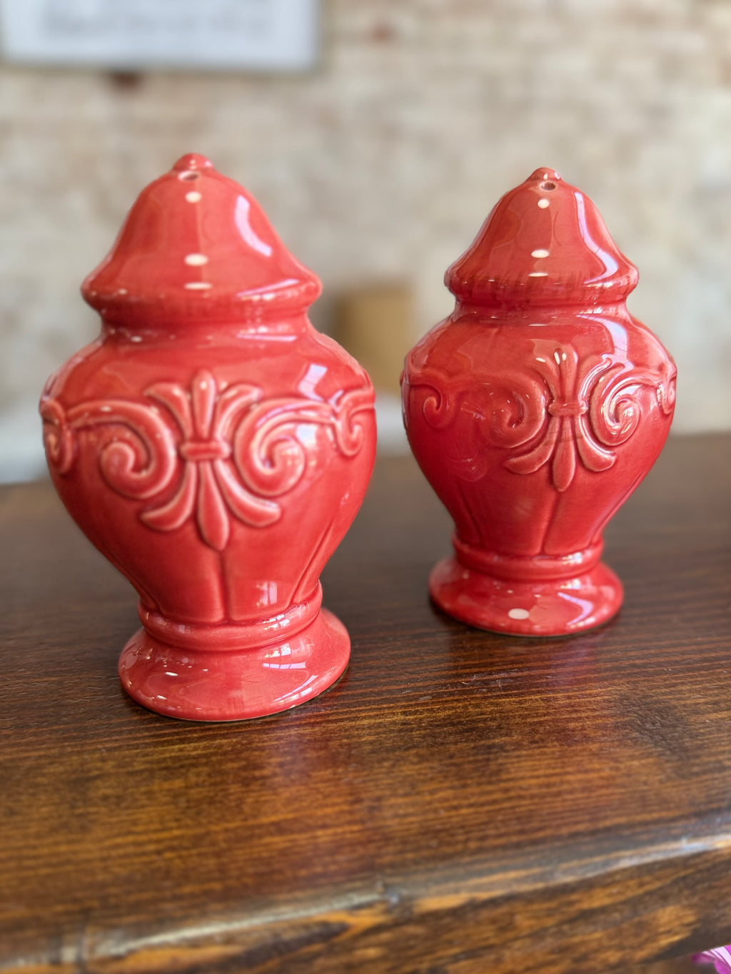 Vintage Red Ceramic Salt & Pepper Shaker Set