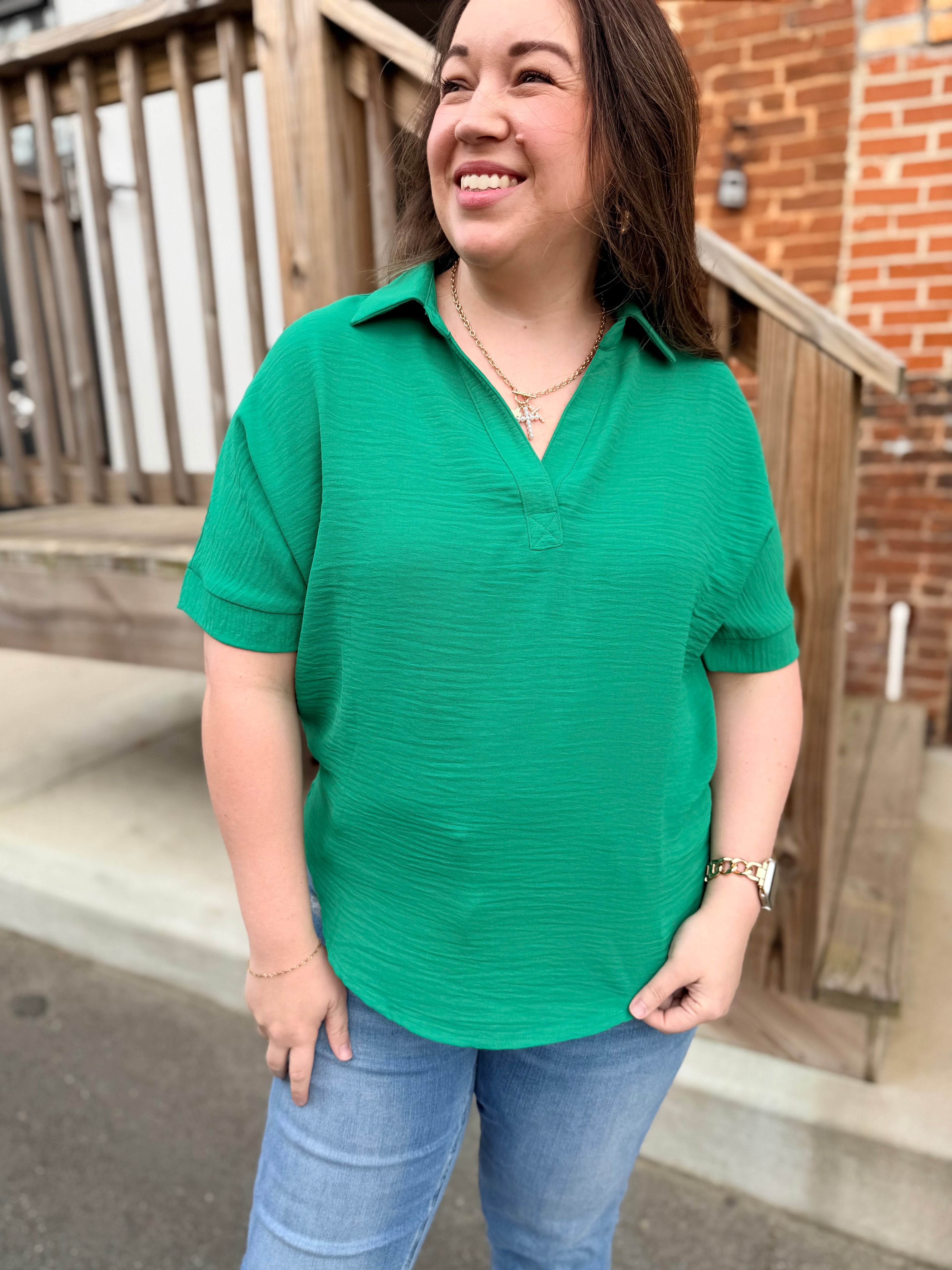 The Effortlessly Polished Blouse - Green