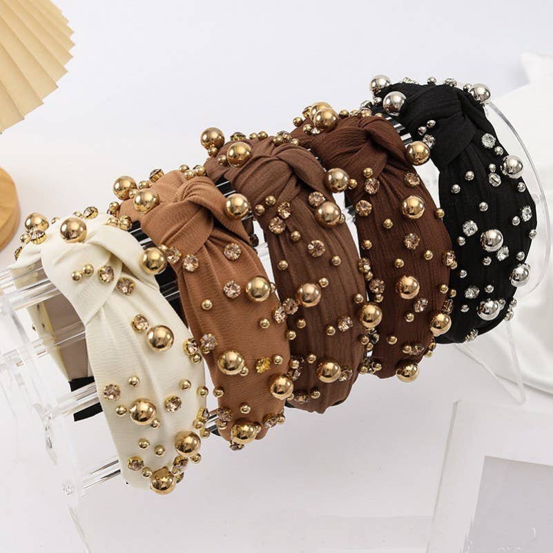 Gold Ball & Rhinestone Knot Headband