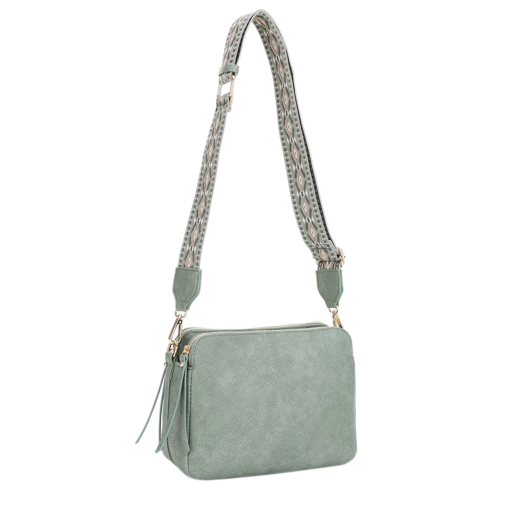 Mila 3 Compartment Crossbody Bag With Guitar Strap