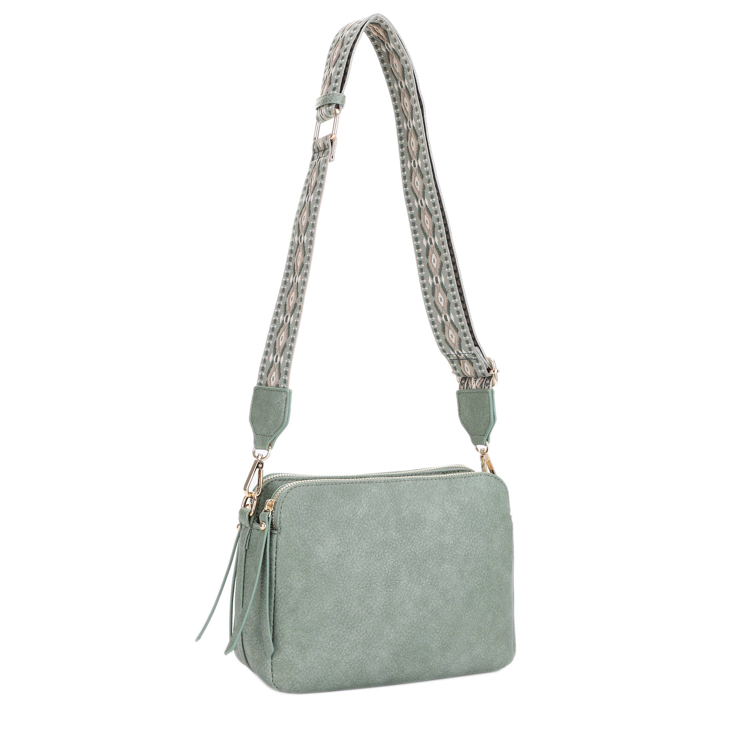 Mila 3 Compartment Crossbody Bag With Guitar Strap