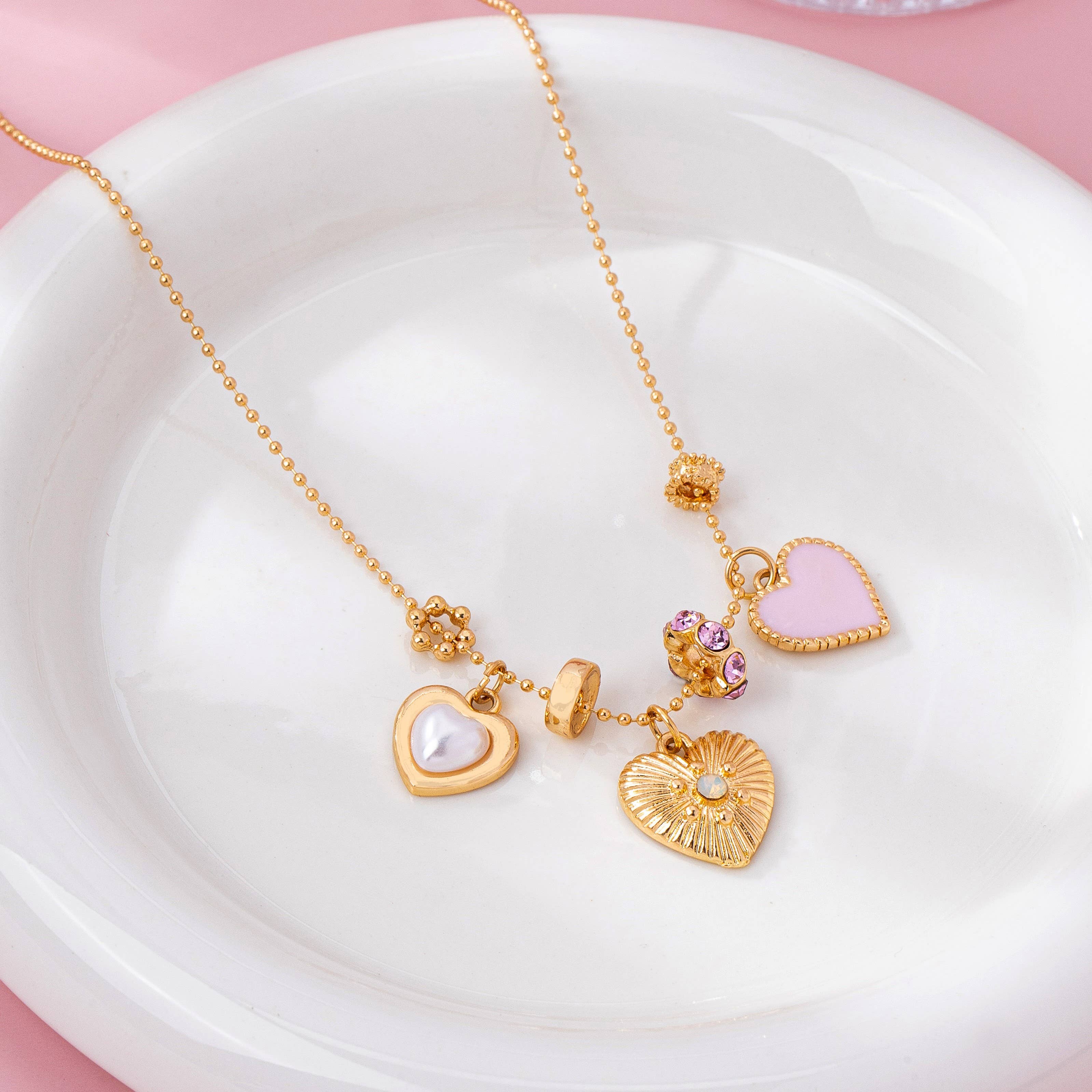 Multi-Heart Charm Necklace