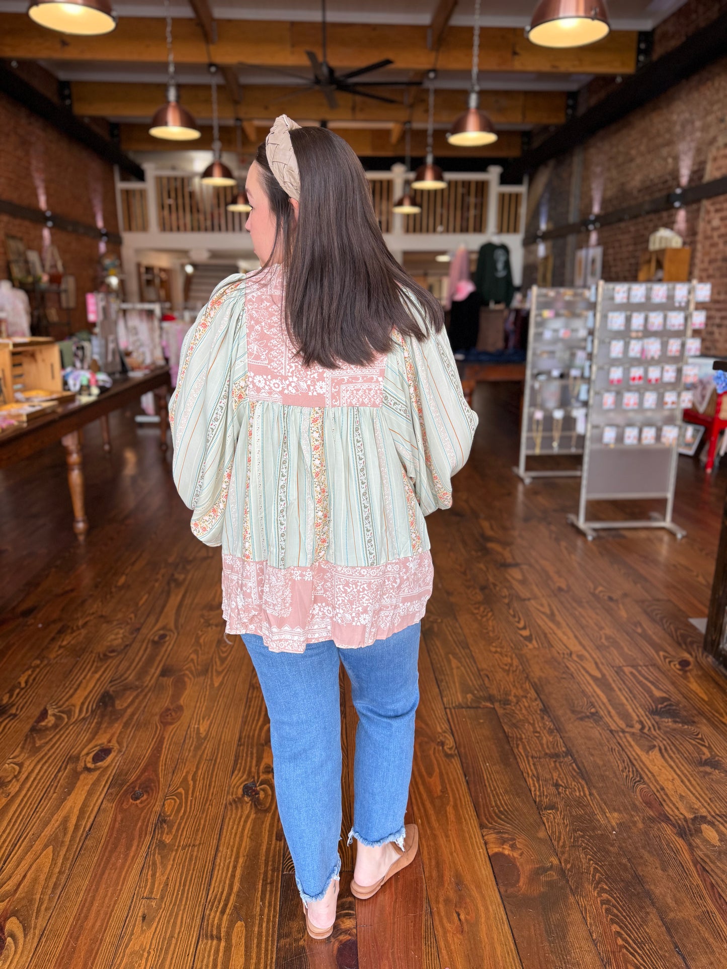 Light Boho Colorblock Woven Blouse