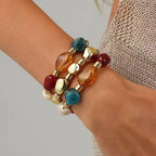 Resin & Gold Nugget Beaded Bracelet Set
