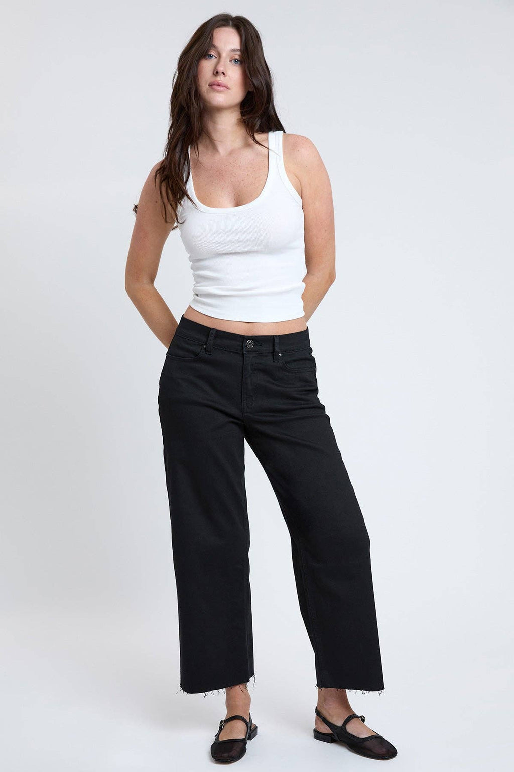 Cropped High-Rise Wide Leg Trouser Pants