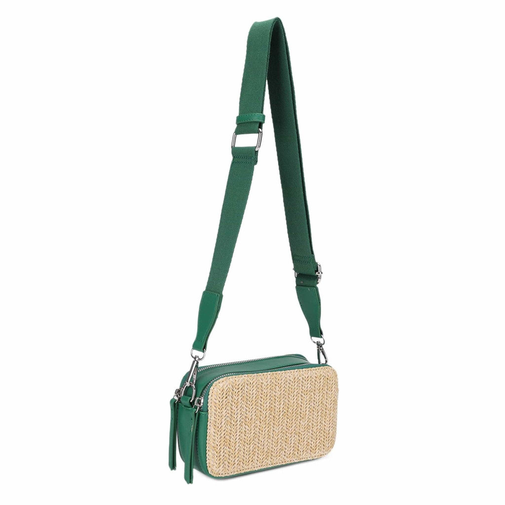 Jeena Two Tone Straw Crossbody Bag