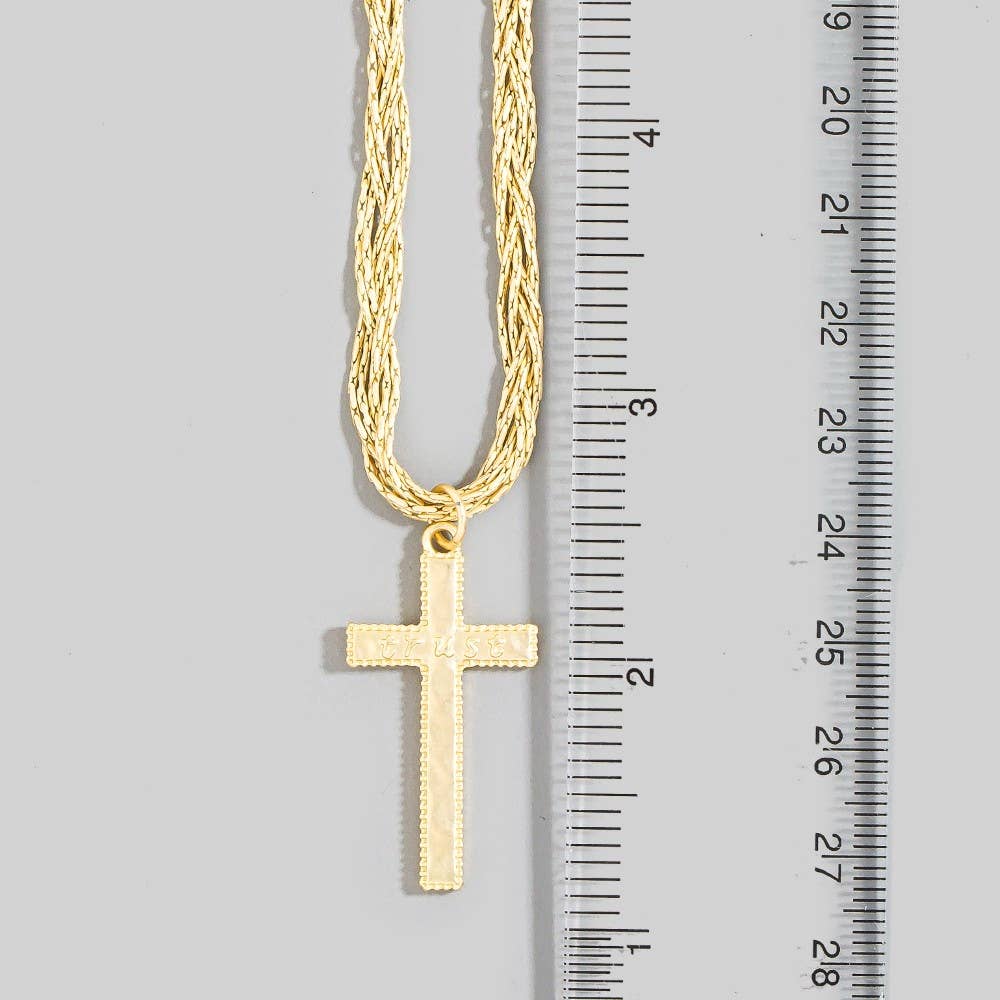 Multi Chain Cross Pendant Necklace