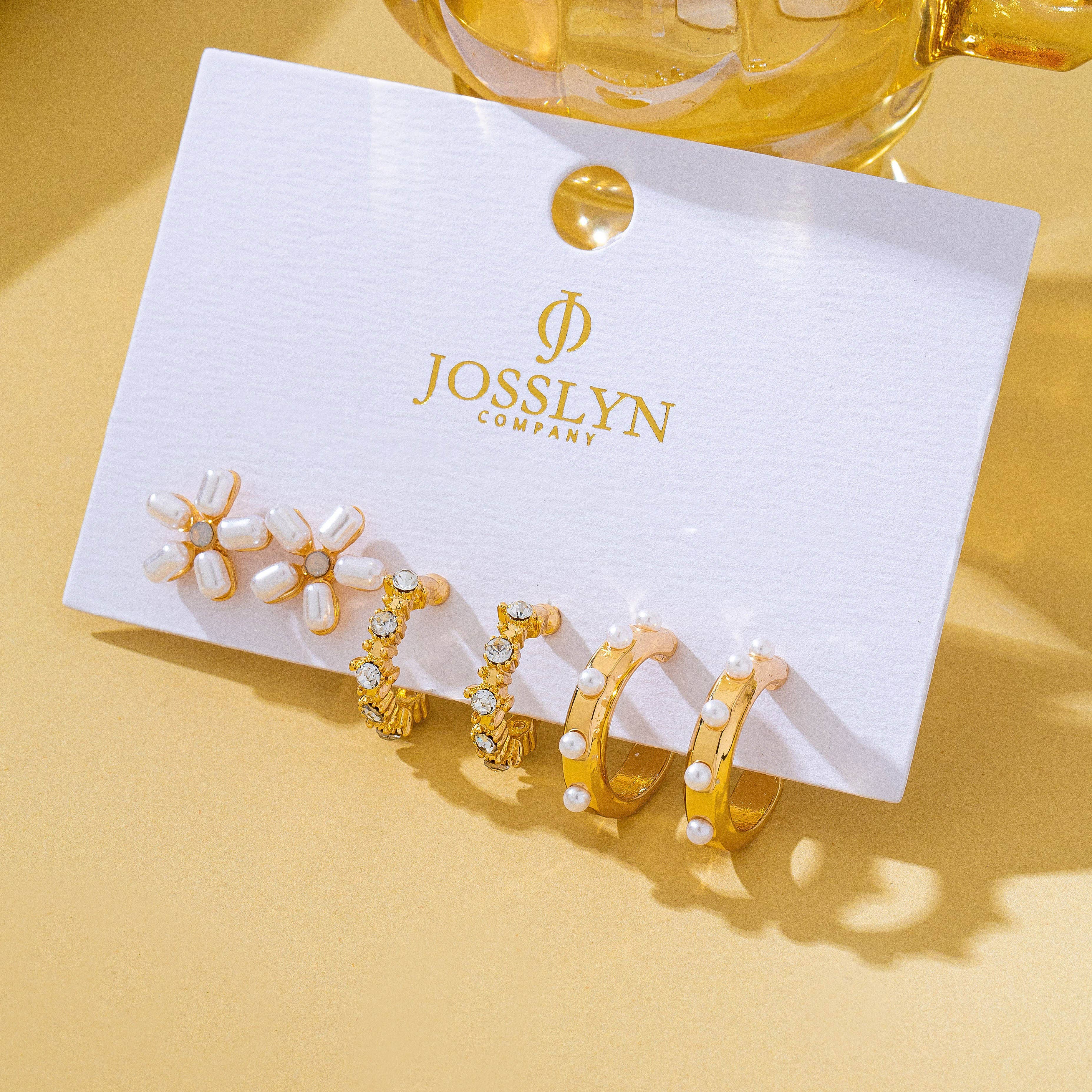 Pearl Stud & Hoop Trio Earrings
