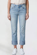 Mid Rise Stretch Cuffed Cropped Jeans