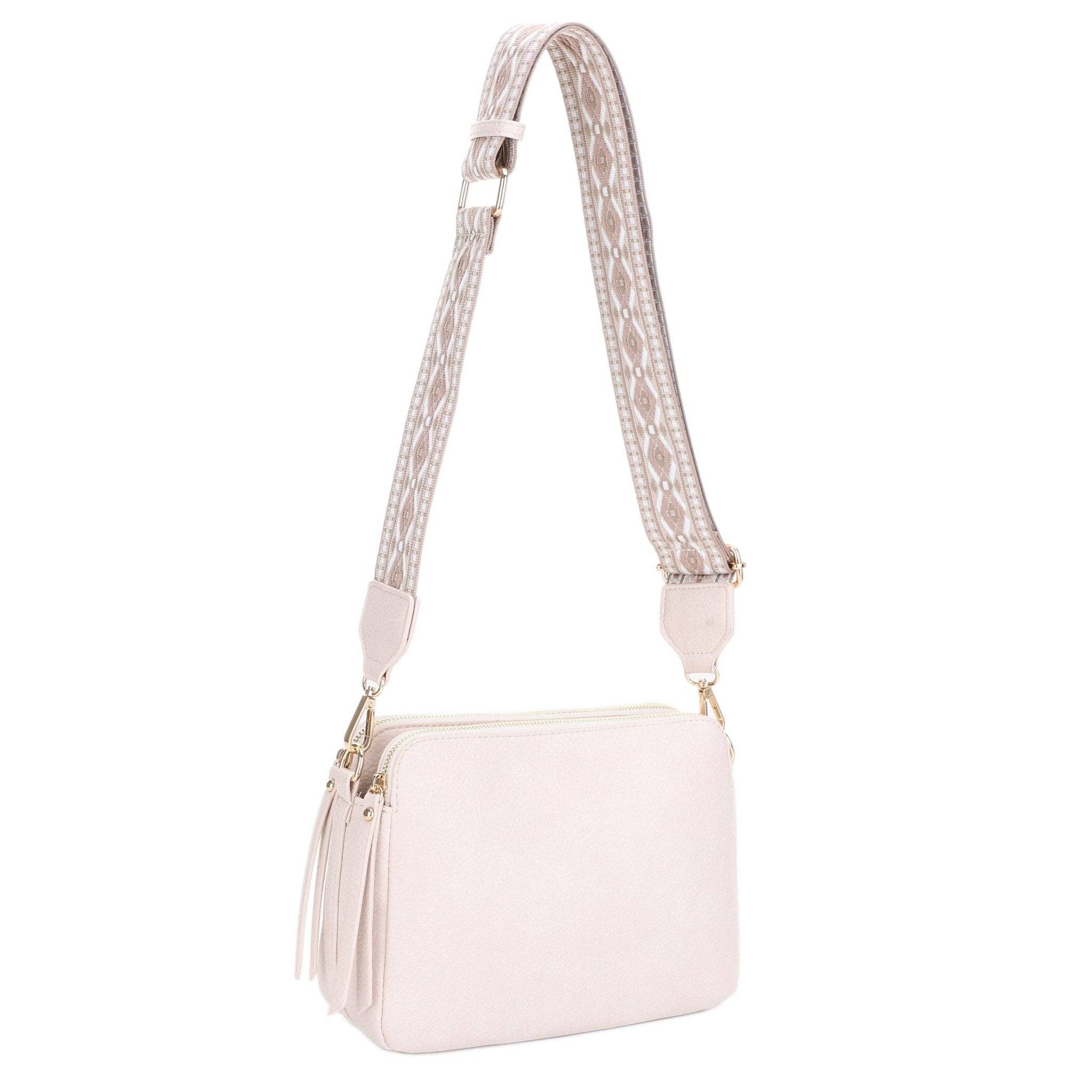 Mila 3 Compartment Crossbody Bag With Guitar Strap