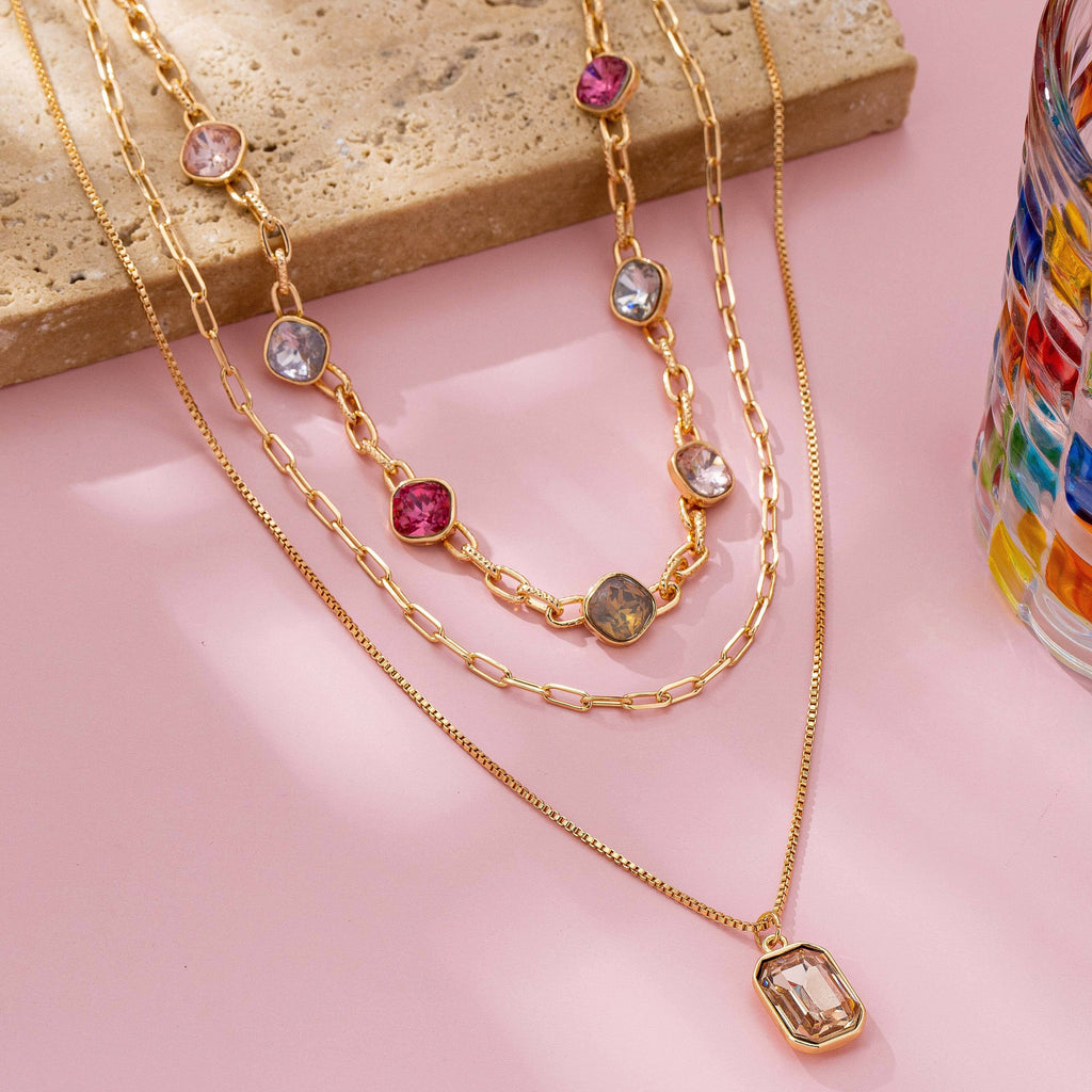 Stone Layered Chain Necklace