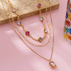Stone Layered Chain Necklace